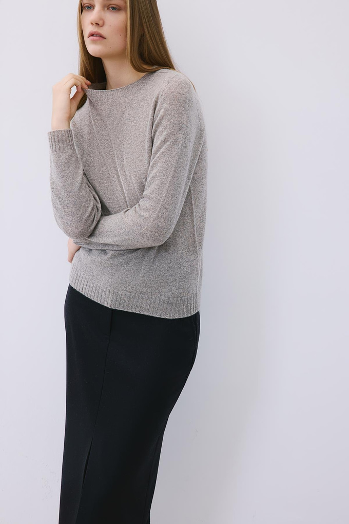 Taupe Cashmere Basic Knit Blouse