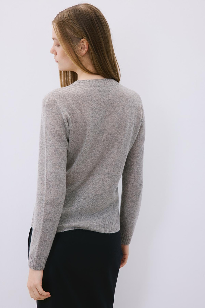 Taupe Cashmere Basic Knit Blouse