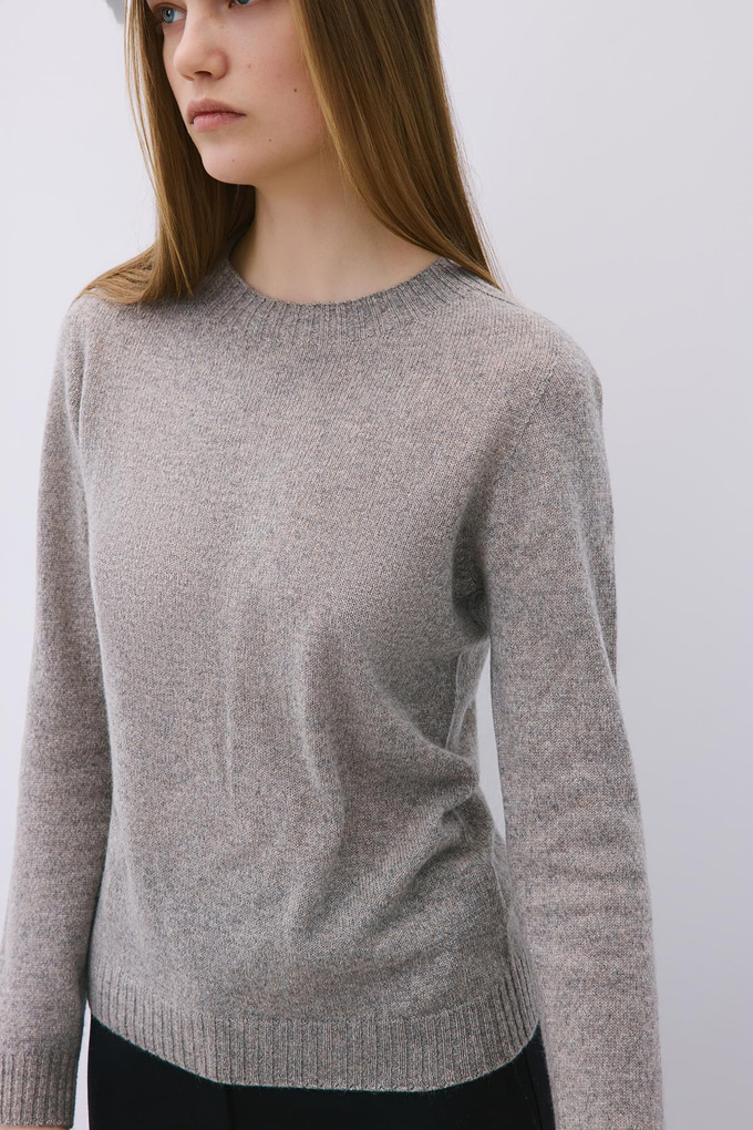 Taupe Cashmere Basic Knit Blouse
