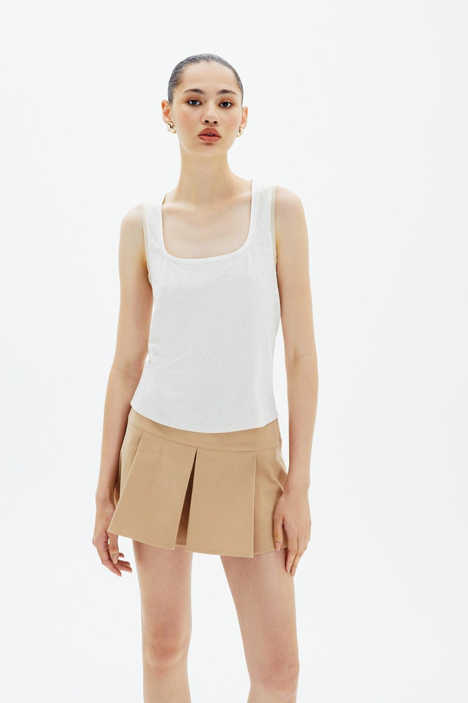 Kontrast Biyeli Bej Basic Bluz