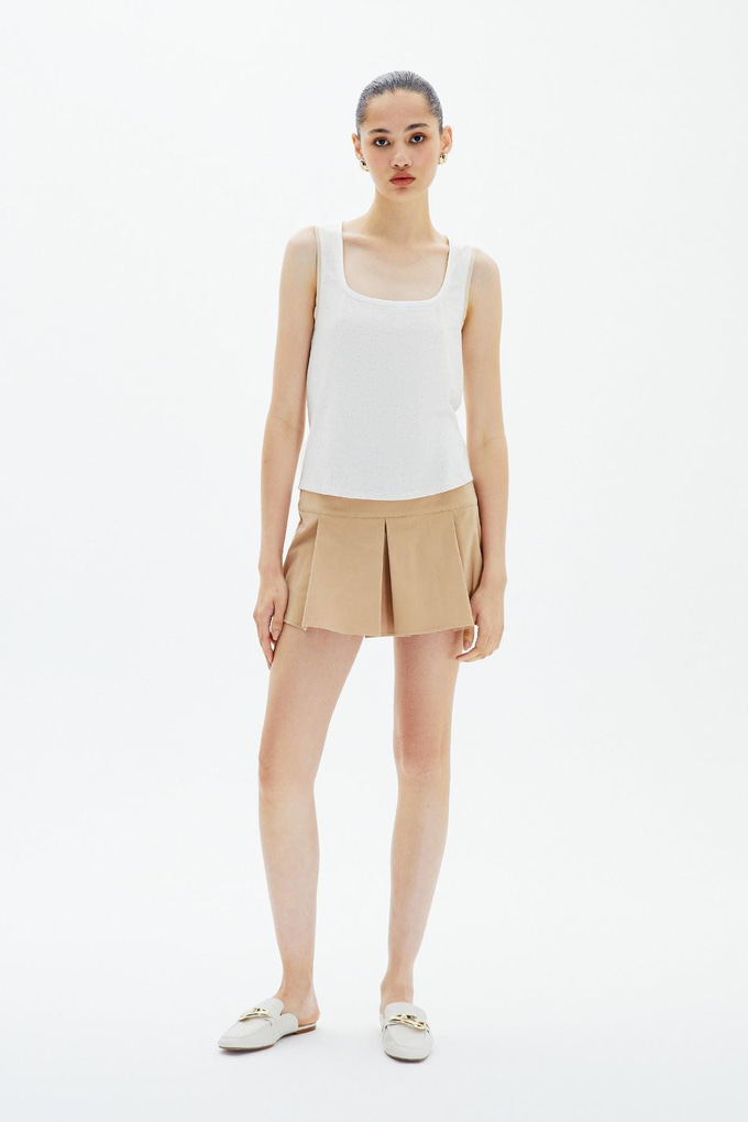 Kontrast Biyeli Bej Basic Bluz