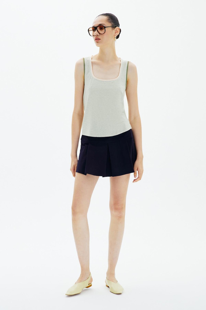 Kontrast Biyeli Mint Basic Bluz