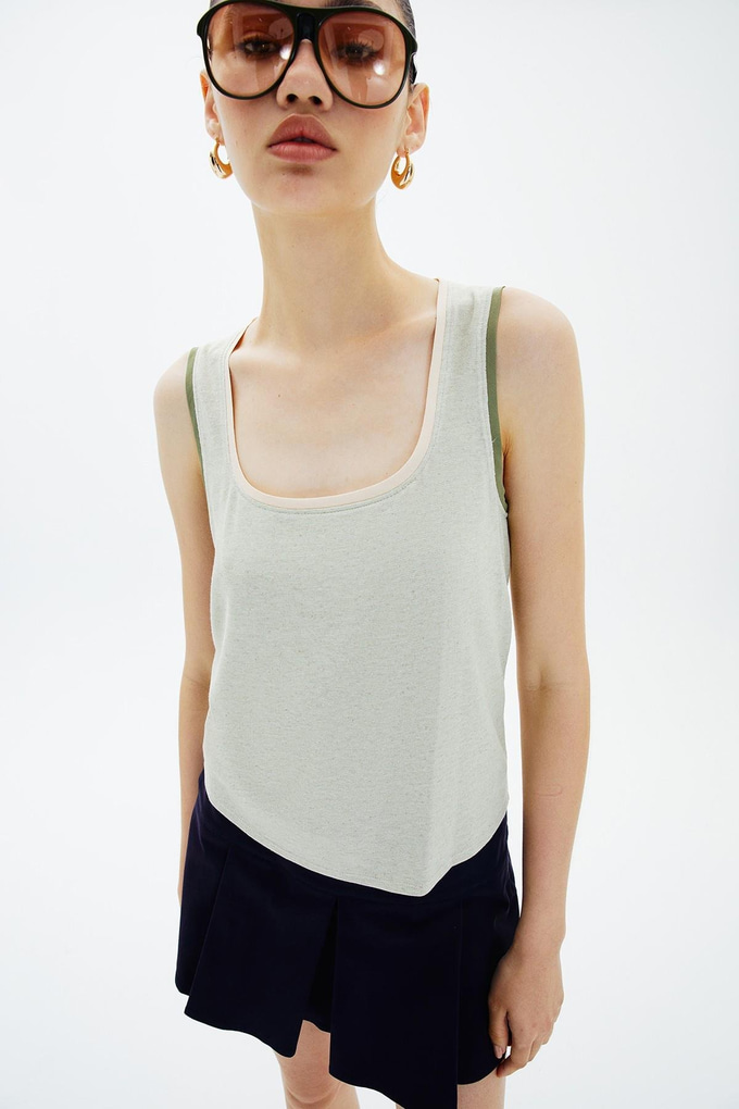 Kontrast Biyeli Mint Basic Bluz