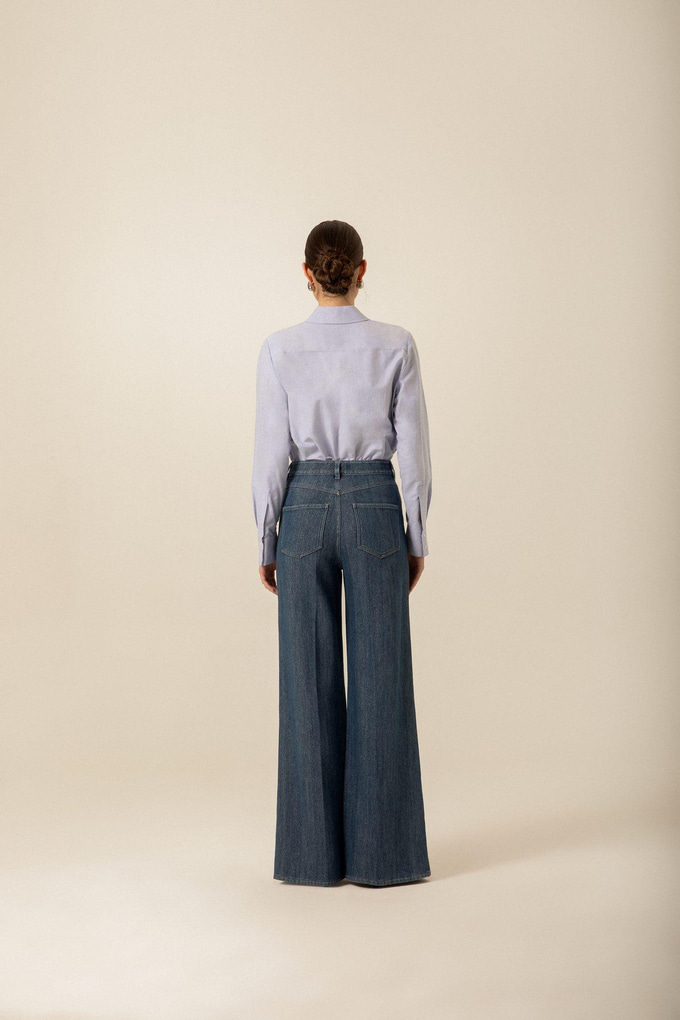 Contrast Pocketed Blue Oxford Shirt