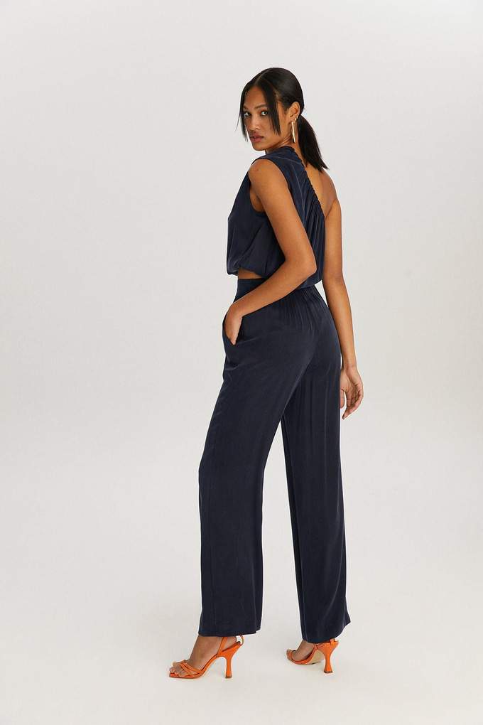 Lacivert Yüksek Bel Uzun Pantolon