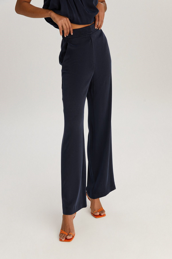 Lacivert Yüksek Bel Uzun Pantolon