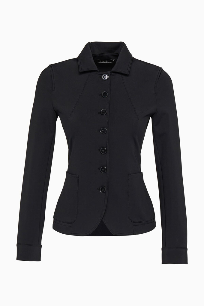 Likralı Düğme Detaylı Siyah Ceket