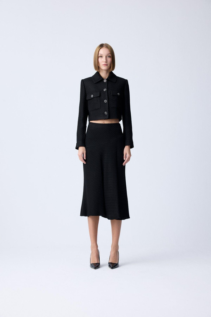 Metal Düğme Detaylı Siyah Ceket