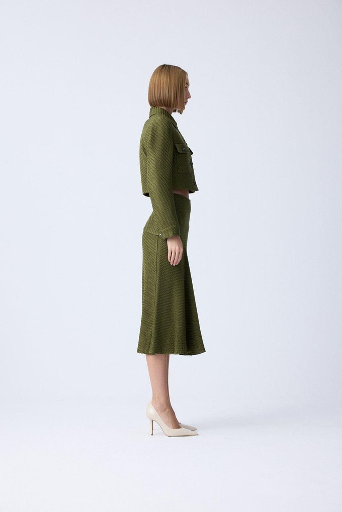 Metal Button Detail Green Jacket