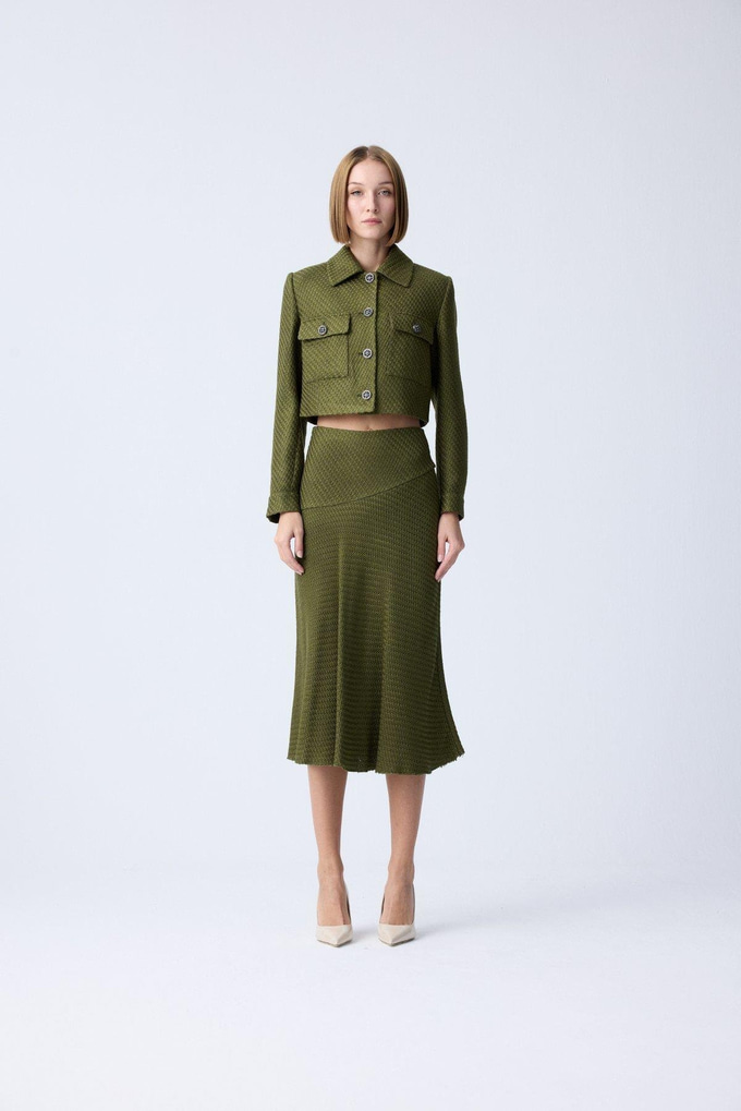 Metal Button Detail Green Jacket