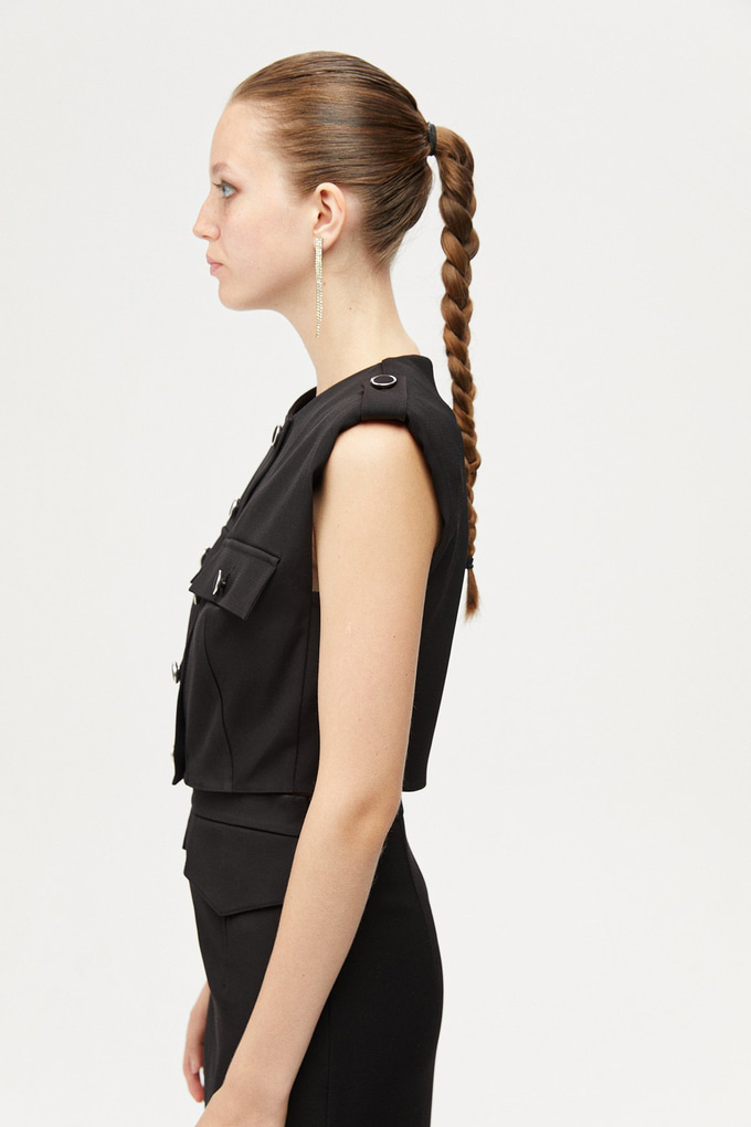 Metal Düğmeli Crop Top