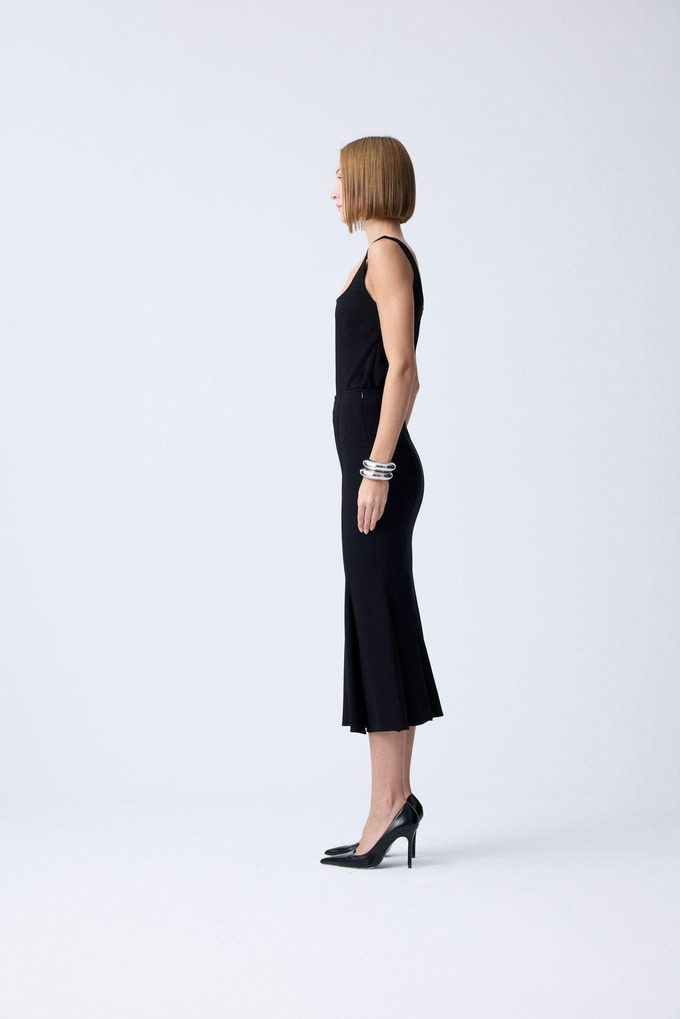 Midi Length Fishtail Black Skirt