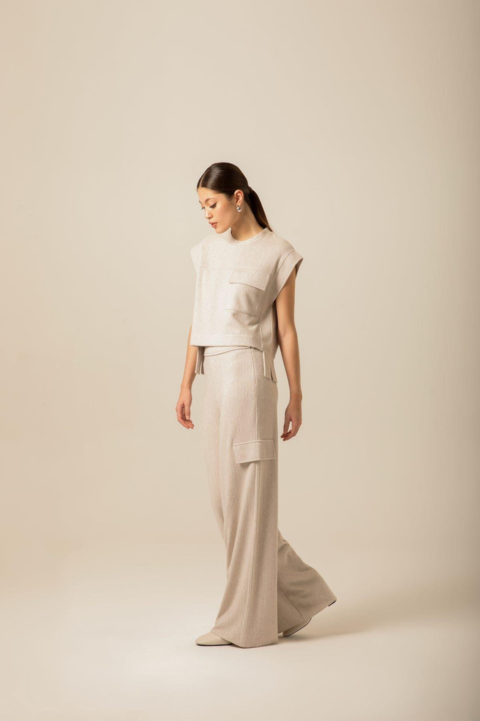 Ön Tek Cepli Örme Taş Bluz