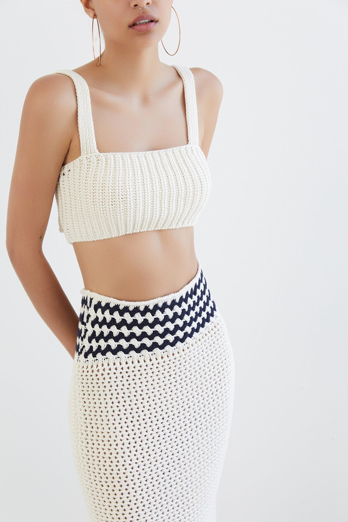 Örgü Ekru Crop Top