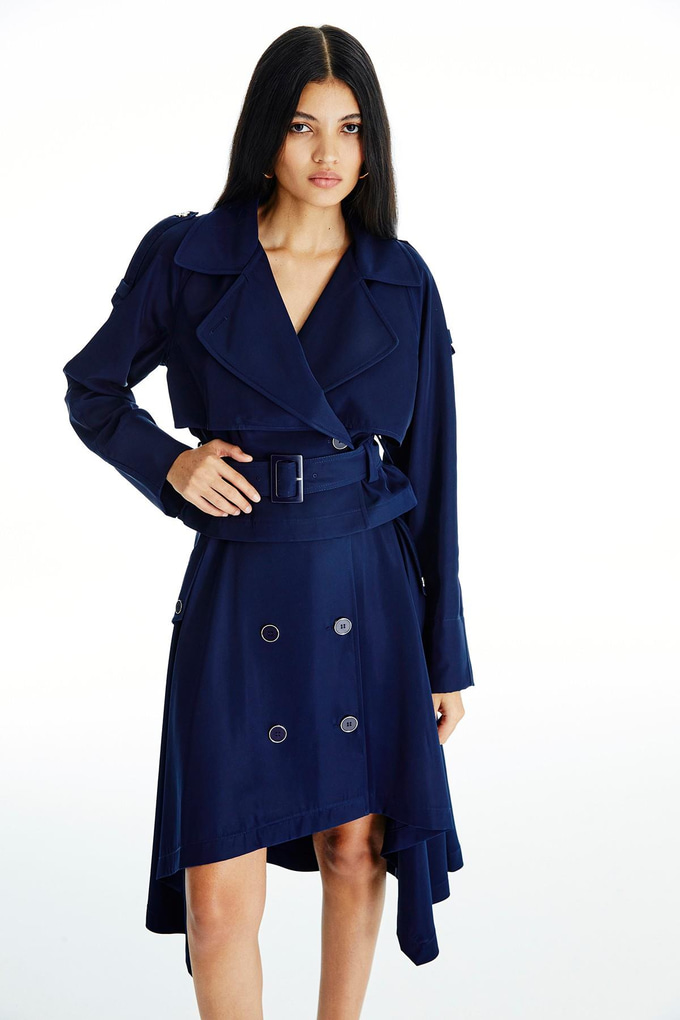Oversize Lacivert Crop Ceket