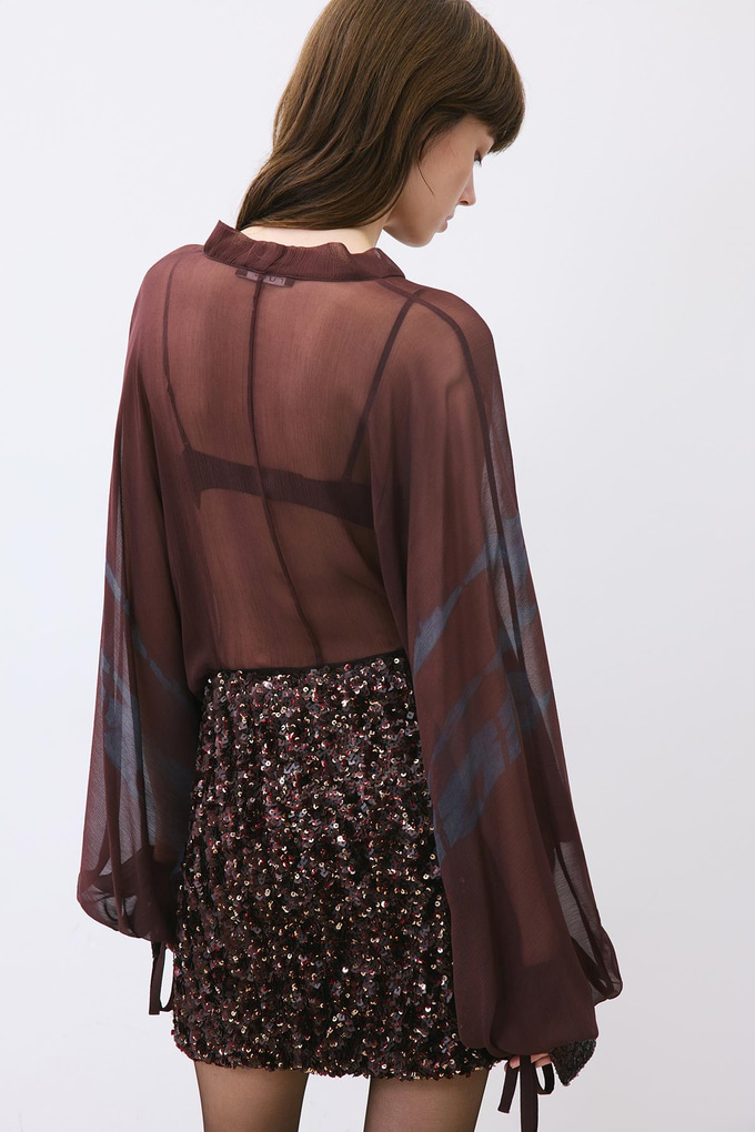 Payet Astarlı Mini Bordo Etek