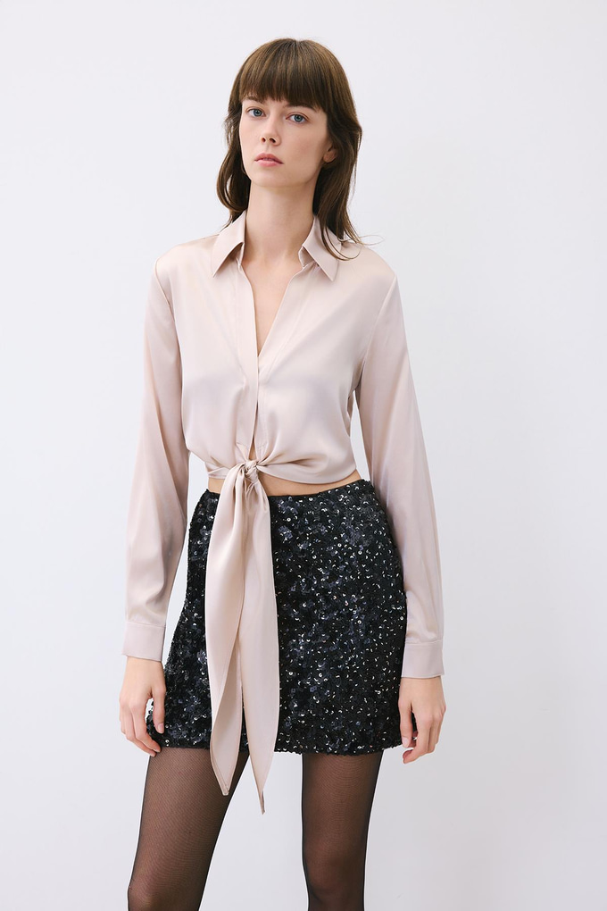 Black Sequined Mini Skirt