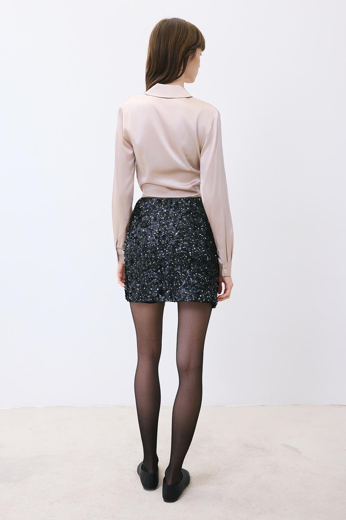 Black Sequined Mini Skirt