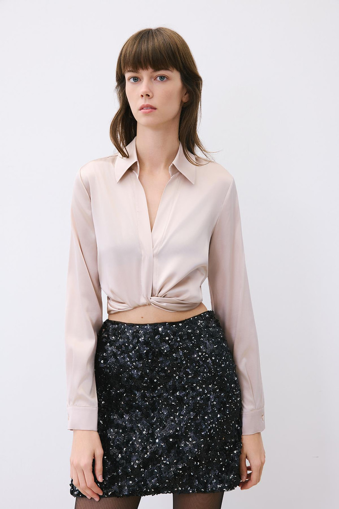 Black Sequined Mini Skirt