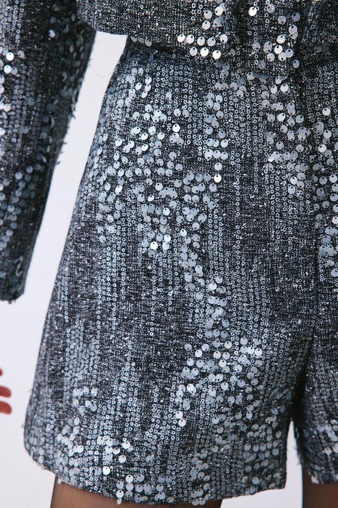 Payet Yüksek Bel Gri Şort