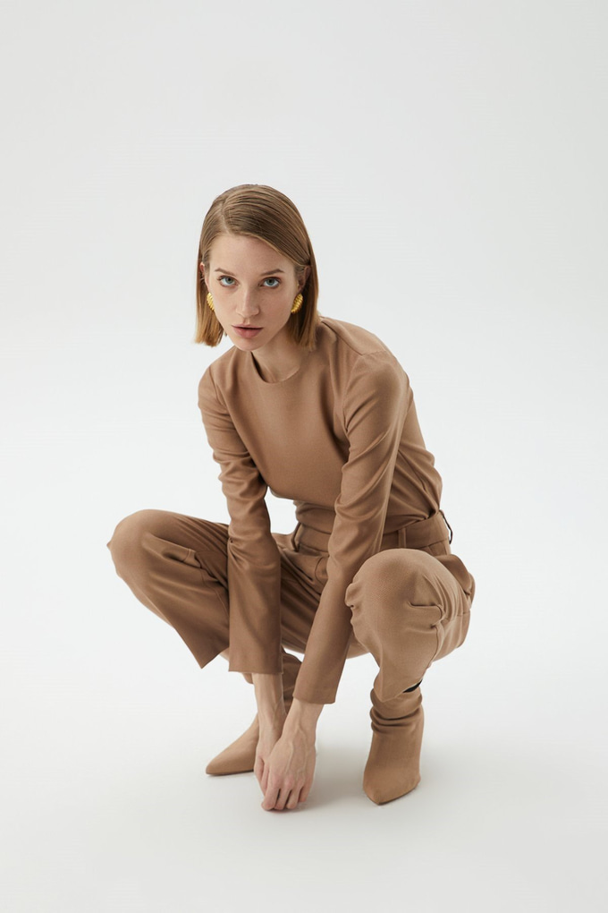 Pensli Yüksek Bel Camel Pantolon