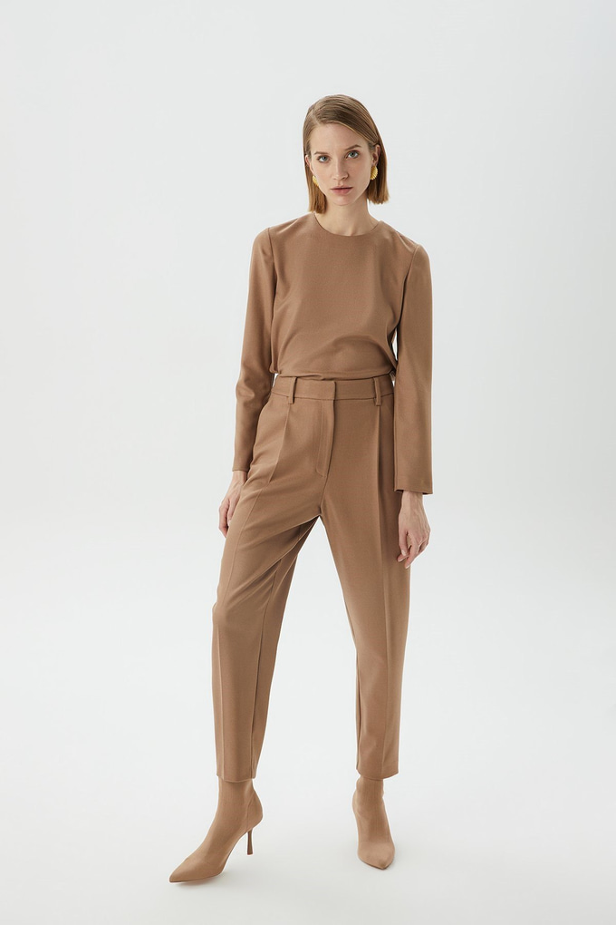 Pensli Yüksek Bel Camel Pantolon