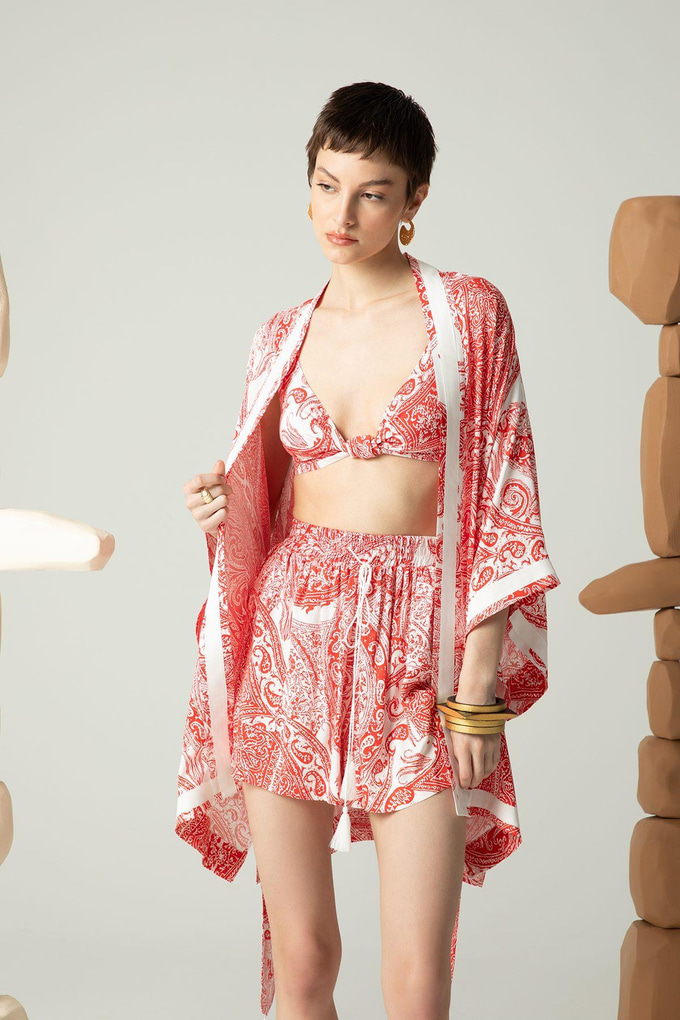 Püskül Detaylı Narçiçeği Kimono