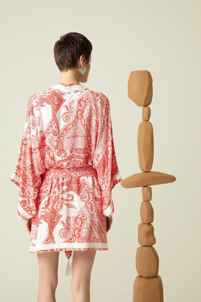 Püskül Detaylı Narçiçeği Kimono