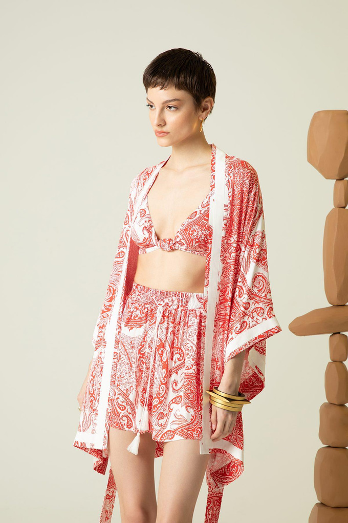 Püskül Detaylı Narçiçeği Kimono