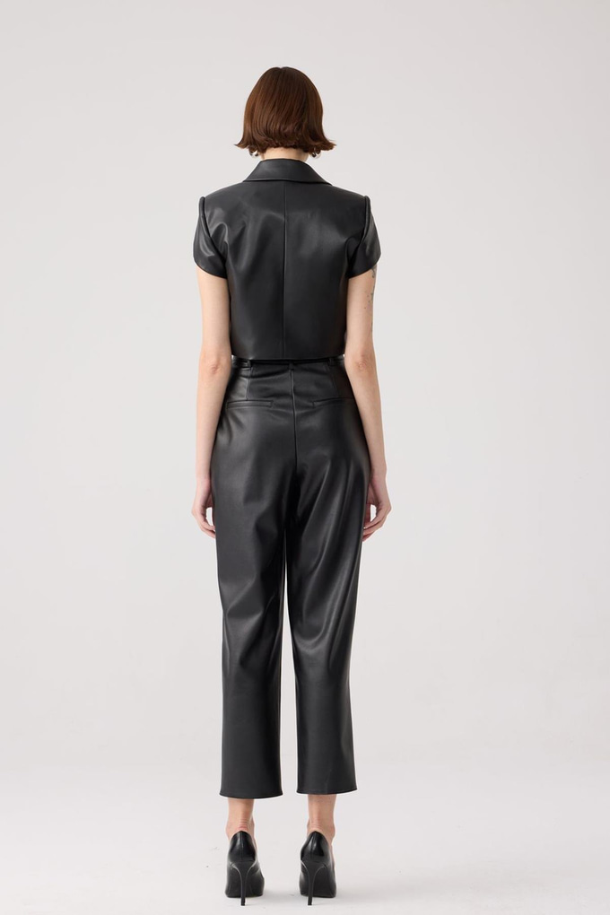 Rahat Kesim Siyah Suni Deri Pantolon