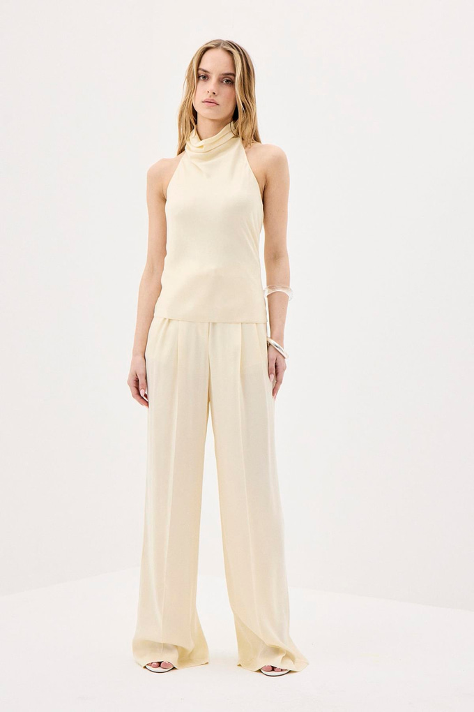 Backless Elegant Beige Blouse