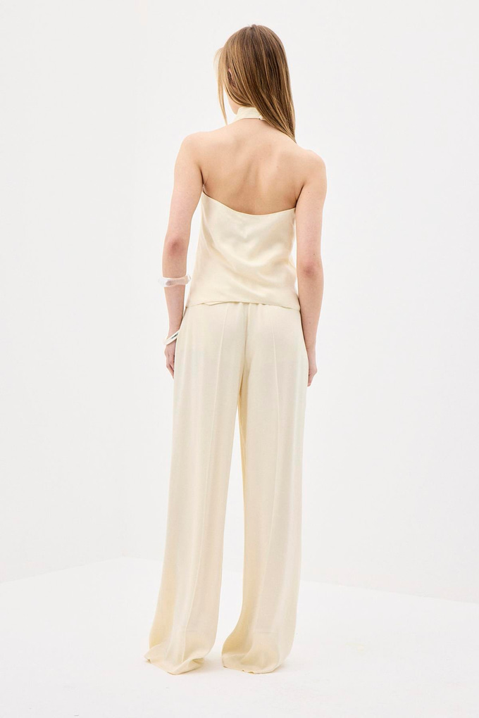 Backless Elegant Beige Blouse