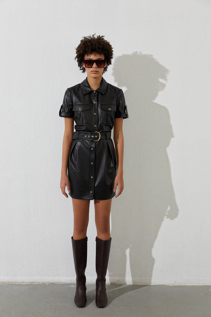 Suni Deri Crop Gömlek