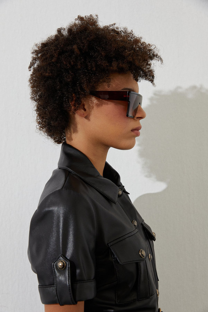 Suni Deri Crop Gömlek