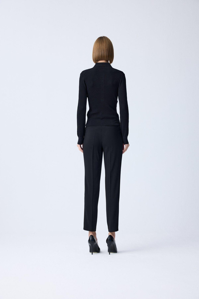 Stone Detail Navy Black Blouse