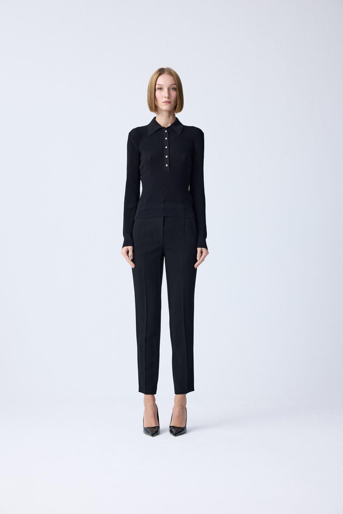 Stone Detail Navy Black Blouse