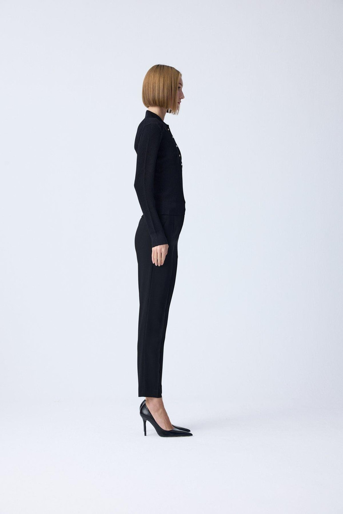 Stone Detail Navy Black Blouse