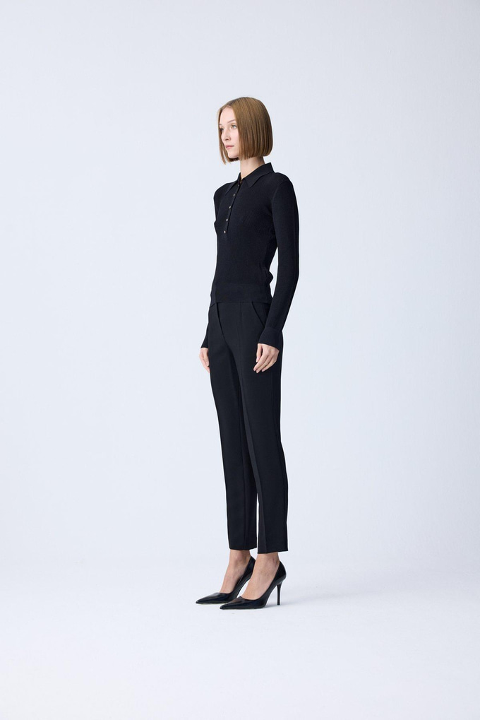 Stone Detail Navy Black Blouse