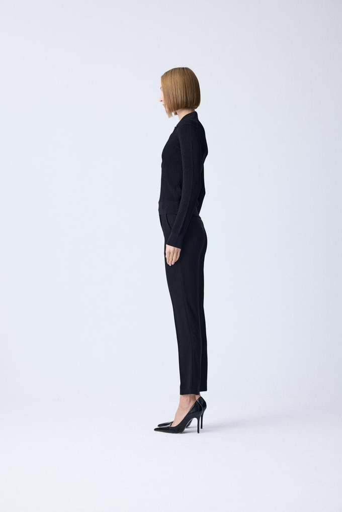 Stone Detail Navy Black Blouse