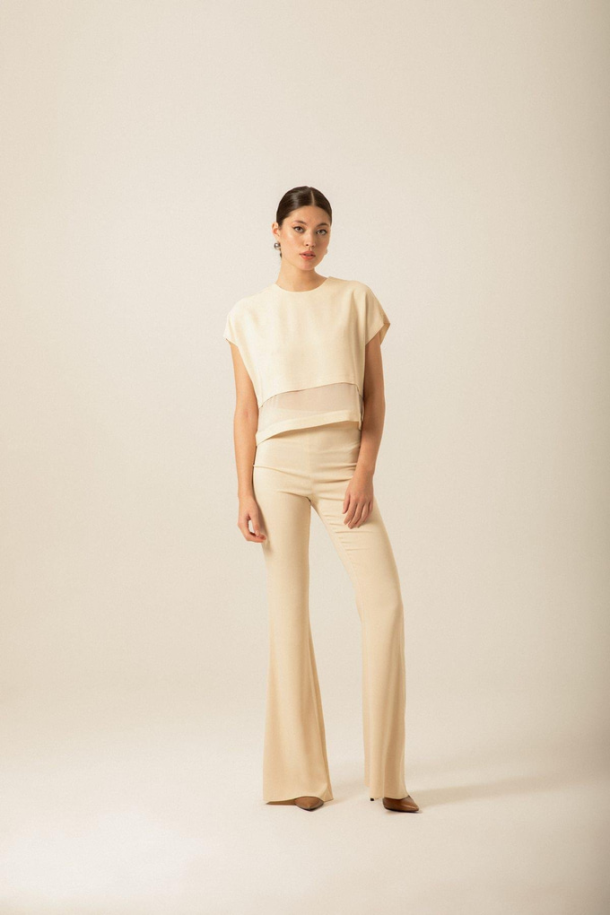 Sheer Detail Ecru Blouse