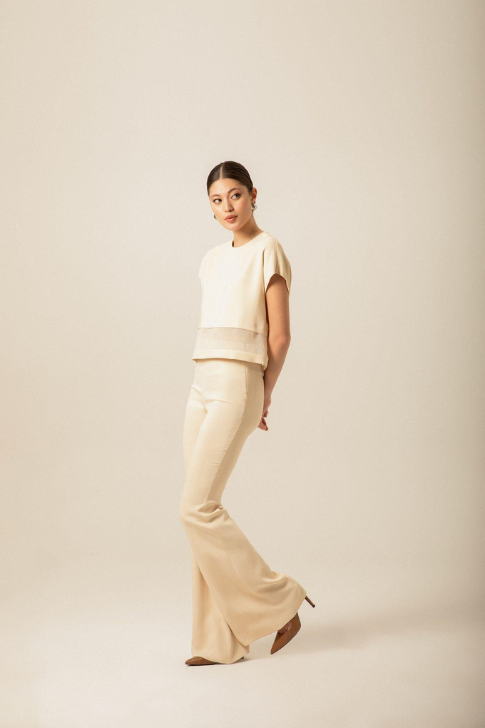 Sheer Detail Ecru Blouse