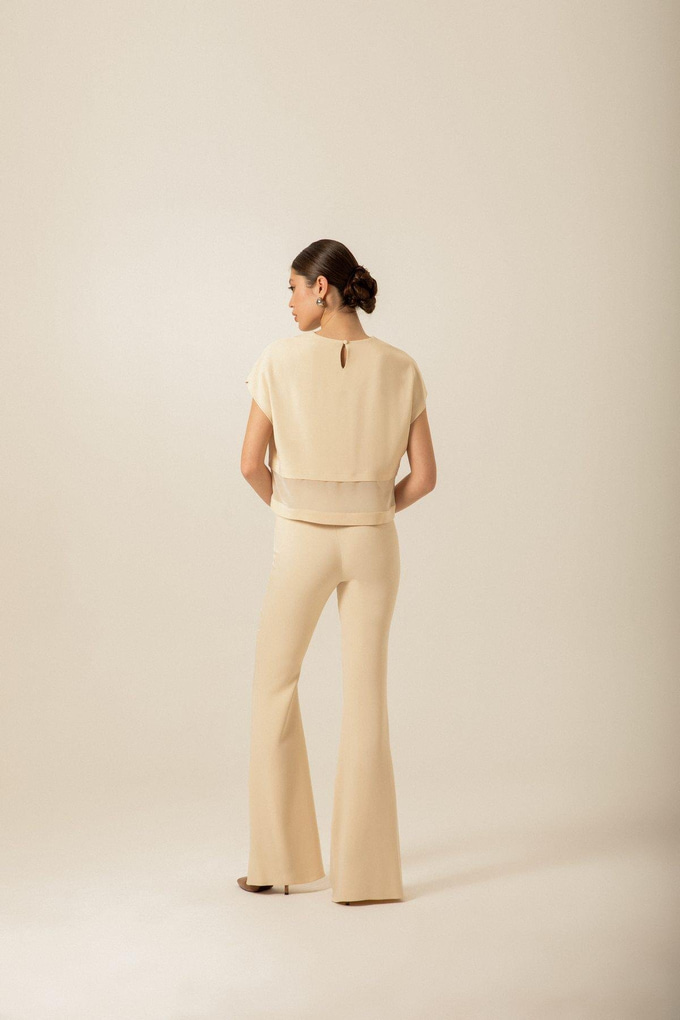 Sheer Detail Ecru Blouse