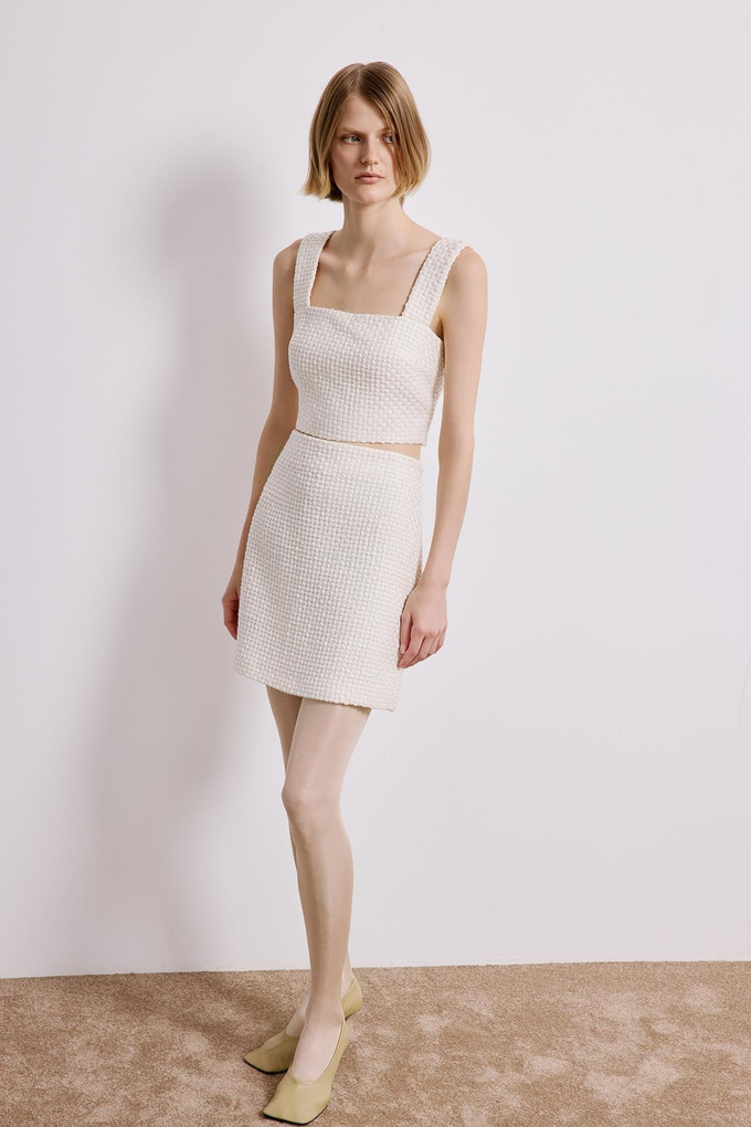 Tüvit Ekru Mini Etek