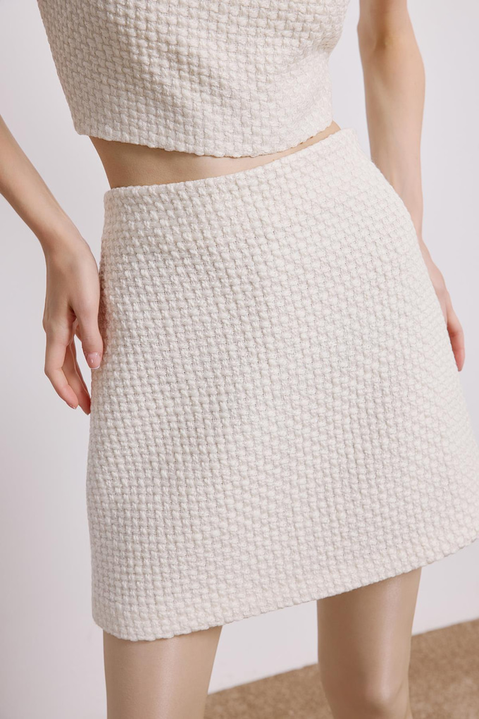 Tüvit Ekru Mini Etek