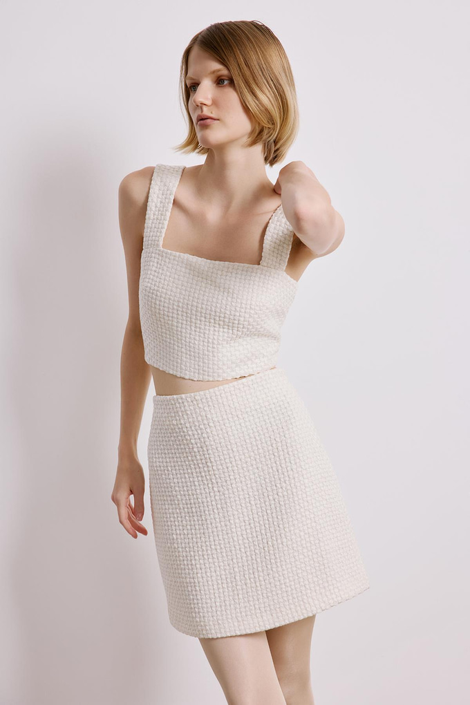 Tüvit Ekru Mini Etek