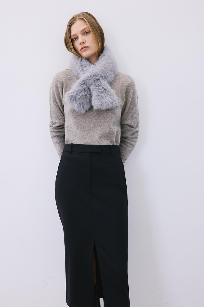 Fluffy Grey Faux Fur Neck Warmer