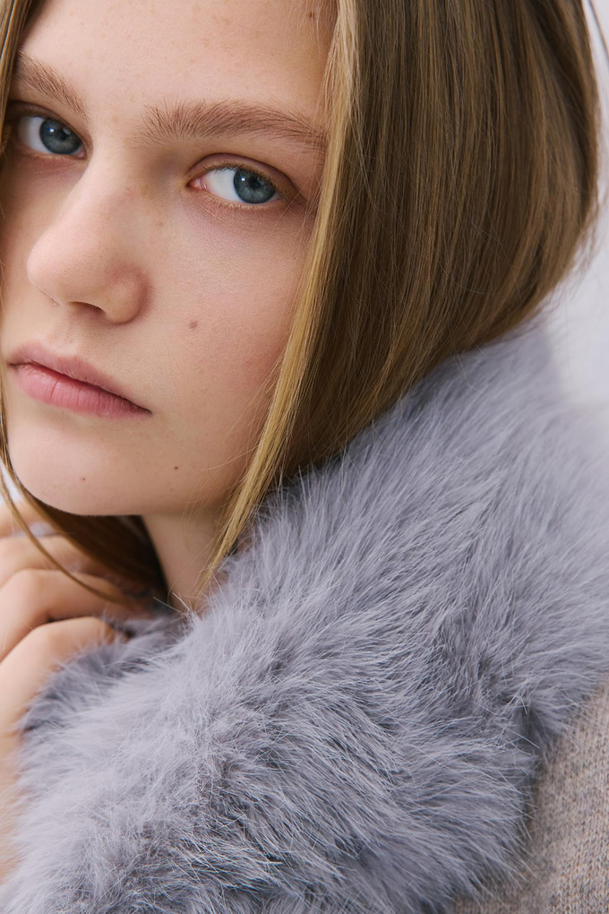 Fluffy Grey Faux Fur Neck Warmer