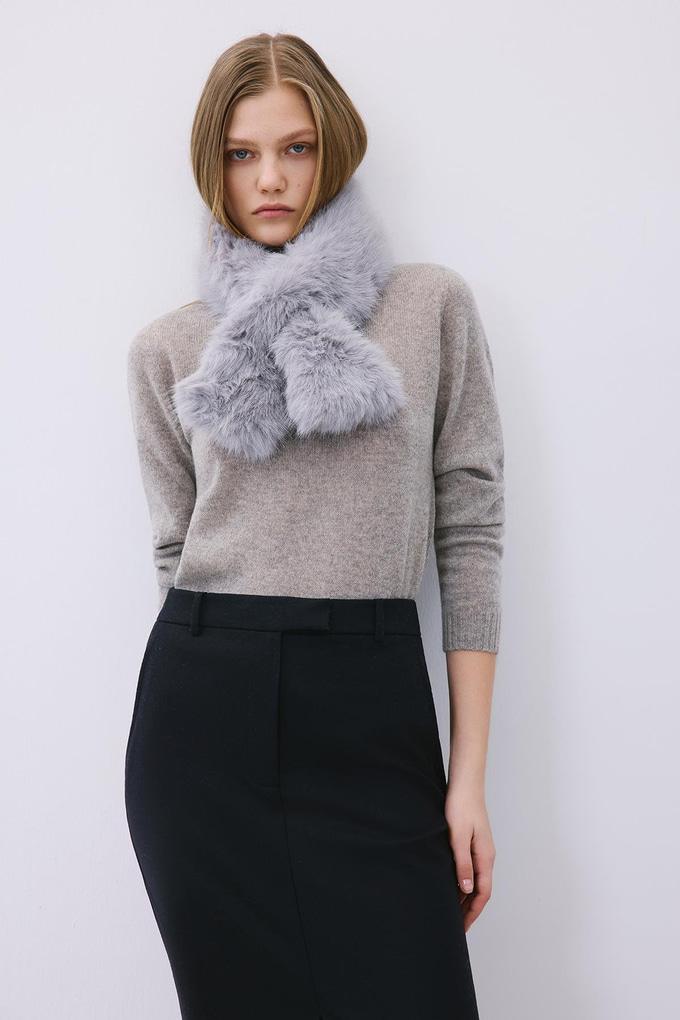 Fluffy Grey Faux Fur Neck Warmer