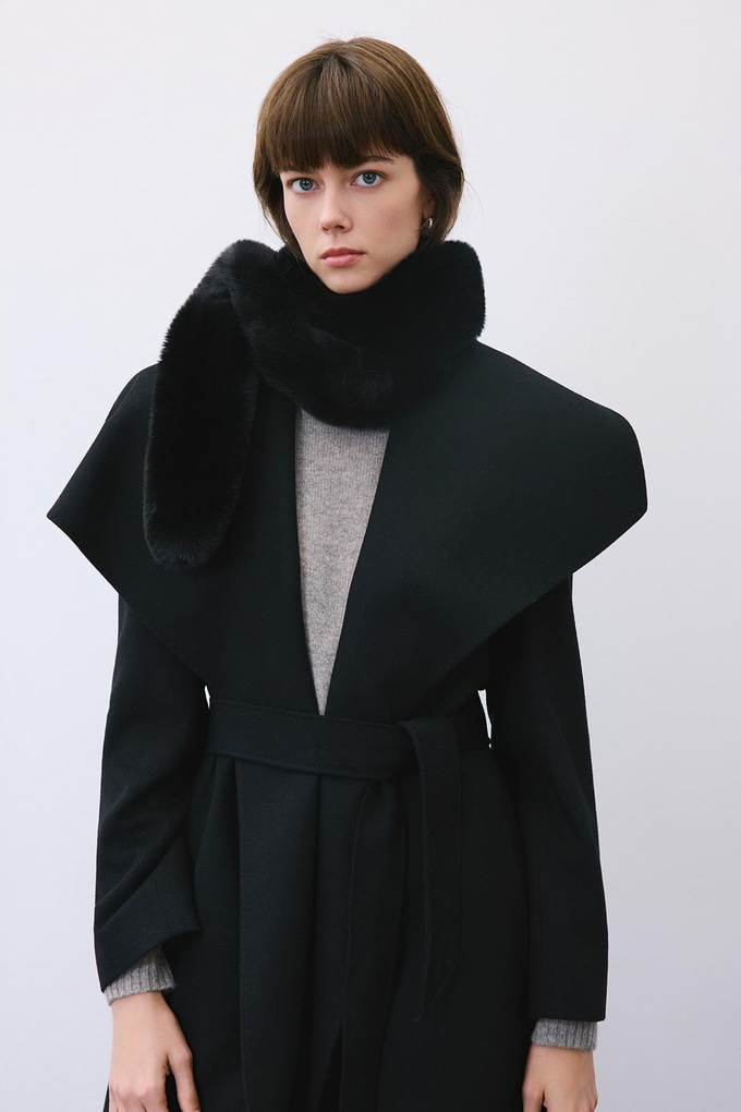 Fluffy Black Faux Fur Scarf