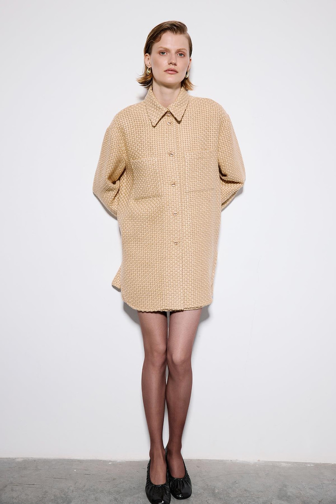 Uzun Kollu Camel Tüvit Gömlek